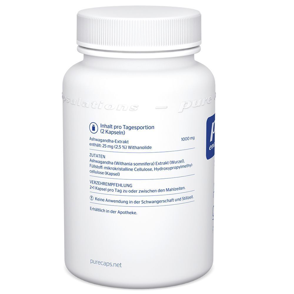 Weiße Flasche mit Etikett: Inhalt pro Tagesportion (2 Kapseln) 1000mg.
