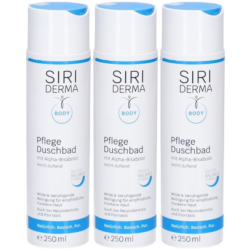 Drei Flaschen SIRI DERMA Pflege Duschbad mit Alpha-Bisabolol, 250ml.