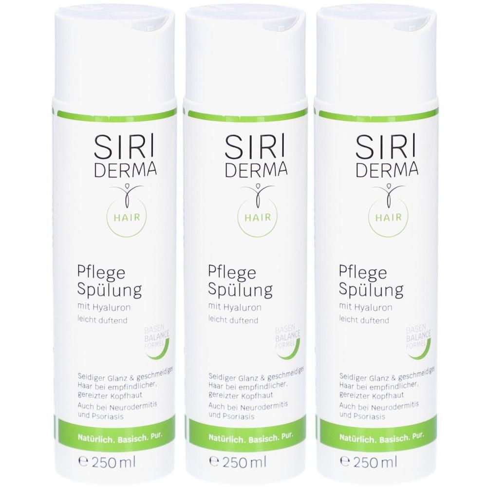 Drei Flaschen SIRI DERMA Pflege Spülung mit Hyaluron, je 250ml.