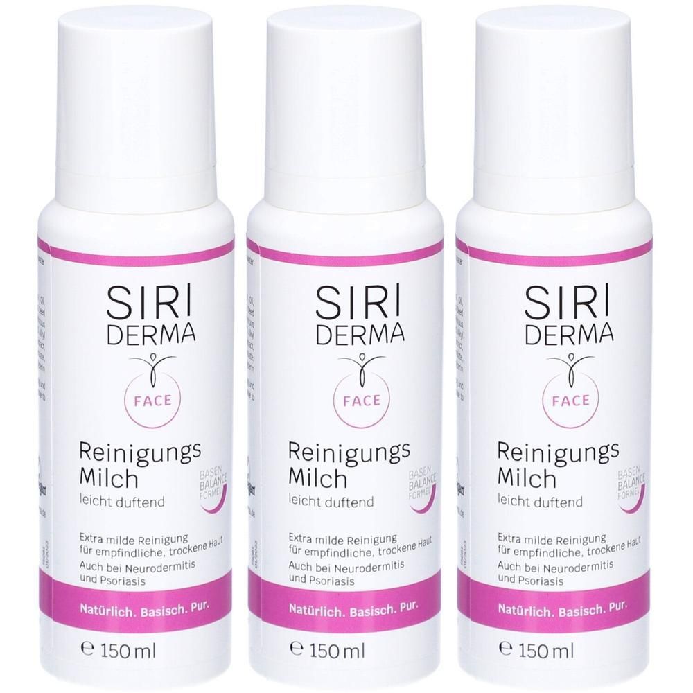 Drei Flaschen SIRIDERMA Reinigungs Milch, 150ml.