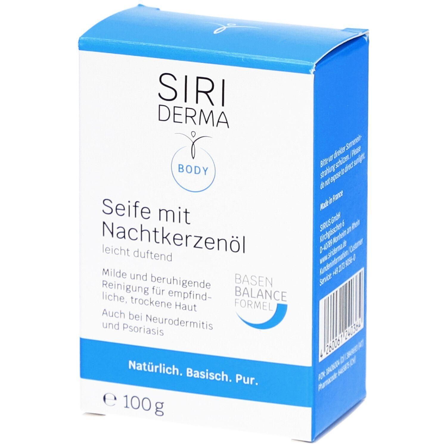 SIRIDERMA Seife mit Nachtkerzenöl, 100g. Mild und beruhigend für empfindliche, trockene Haut.