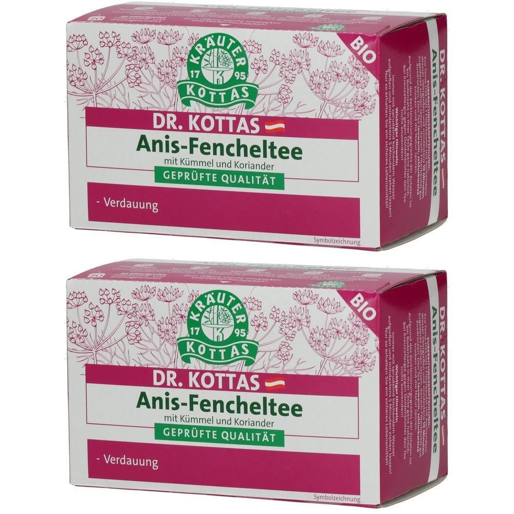 Zwei Packungen Dr. Kottas Anis-Fencheltee mit Kümmel und Koriander, BIO, für Verdauung.