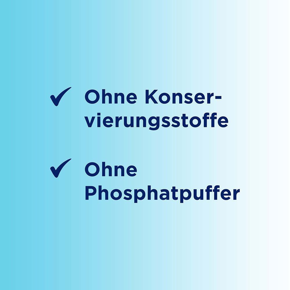 Bepanthen® Augentropfen: Ohne Konservierungsstoffe, ohne Phosphatpuffer.