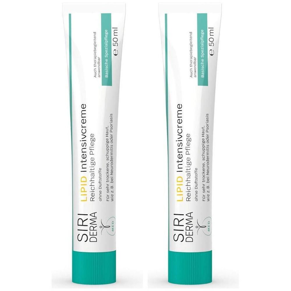 Zwei Tuben SIRI DERMA LIPID Intensivcreme, 50ml, für trockene, schuppige Haut.