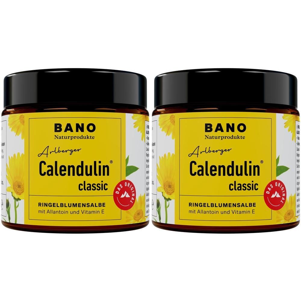 Zwei Gläser BANO Arlberger Calendulin® classic Ringblumensalbe mit Allantoin und Vitamin E.