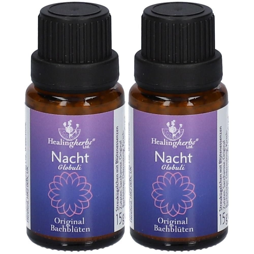 Zwei Fläschchen Healingherbs Nacht Globuli, je 15g.