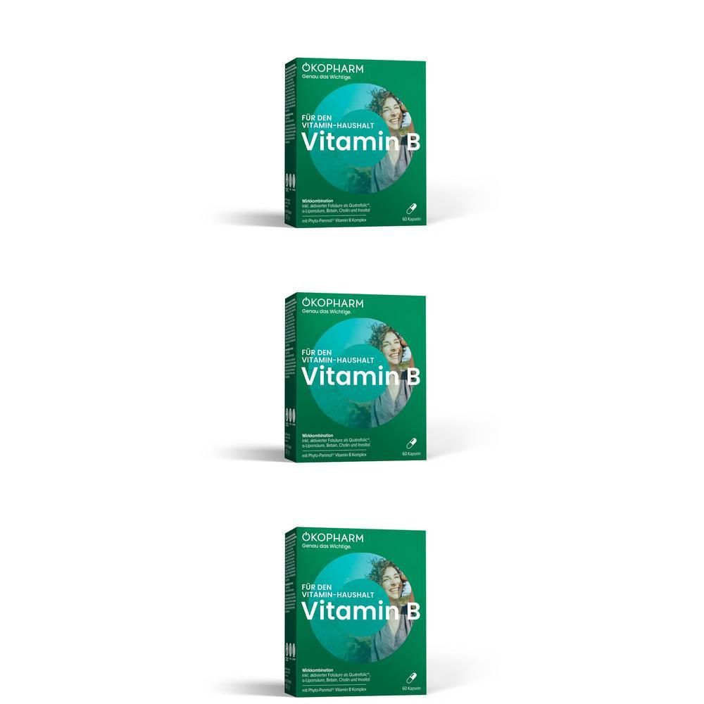 Drei grüne Kartons für ÖKOPHARM Vitamin B.