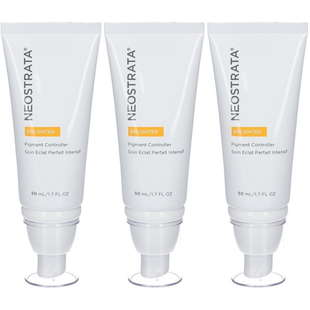 Drei weiße Tuben NeoStrata ENLIGHTEN Pigment Controller, je 50 ml.
