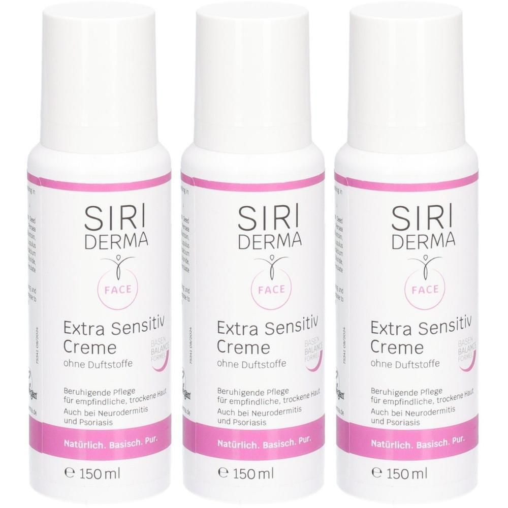 Drei Flaschen SIRIDERMA Extra Sensitiv Creme, 150ml.