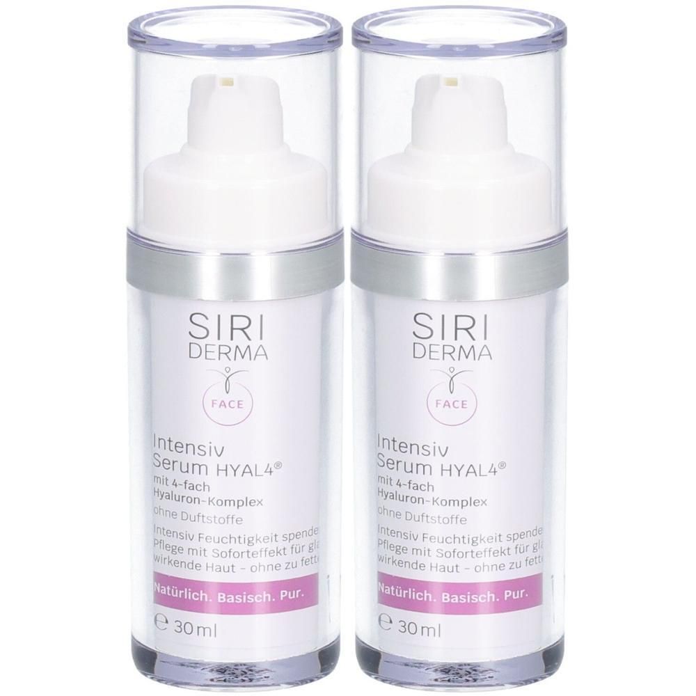 Zwei SIRI DERMA Intensiv Serum HYAL4 Flaschen mit je 30ml.