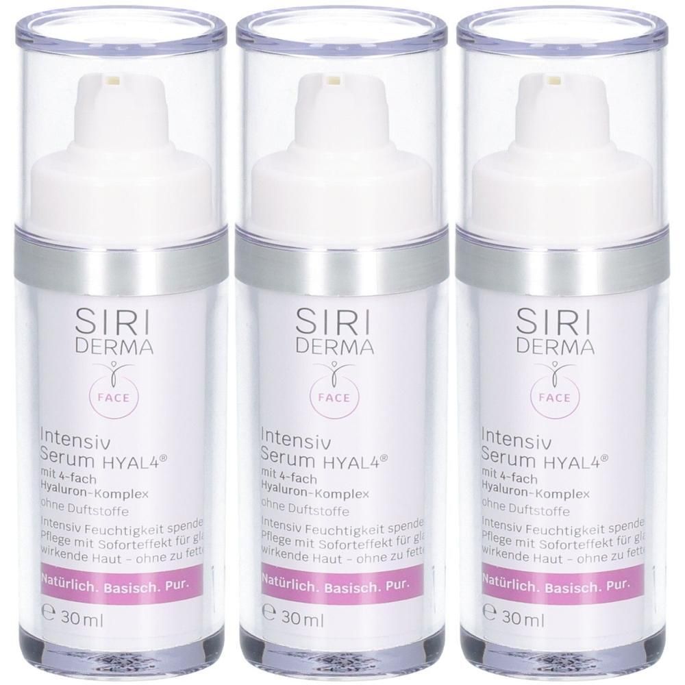 Drei SIRIDERMA Intensiv Serum HYAL 4 Flaschen mit je 30ml.