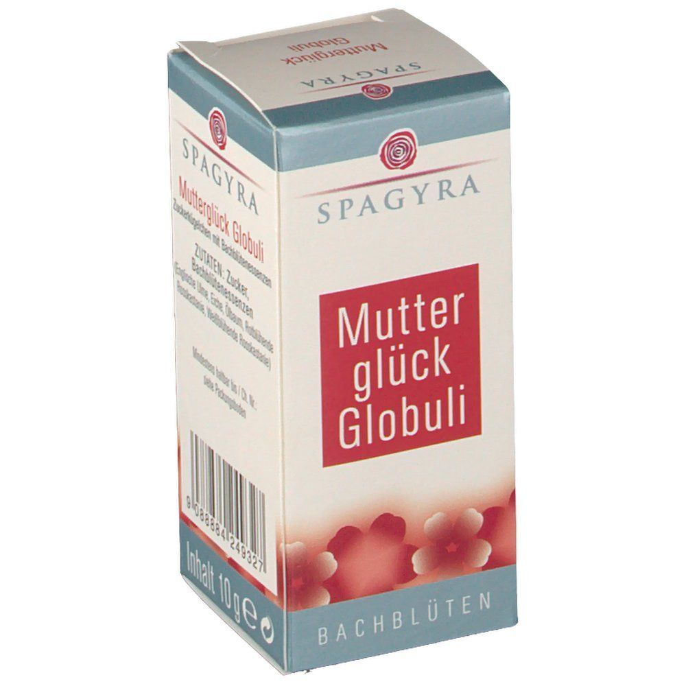 Eine Schachtel SPAGYRA Mutterglück Globuli, Zucker Kügelchen mit Bachblütenessenzen, 10g.