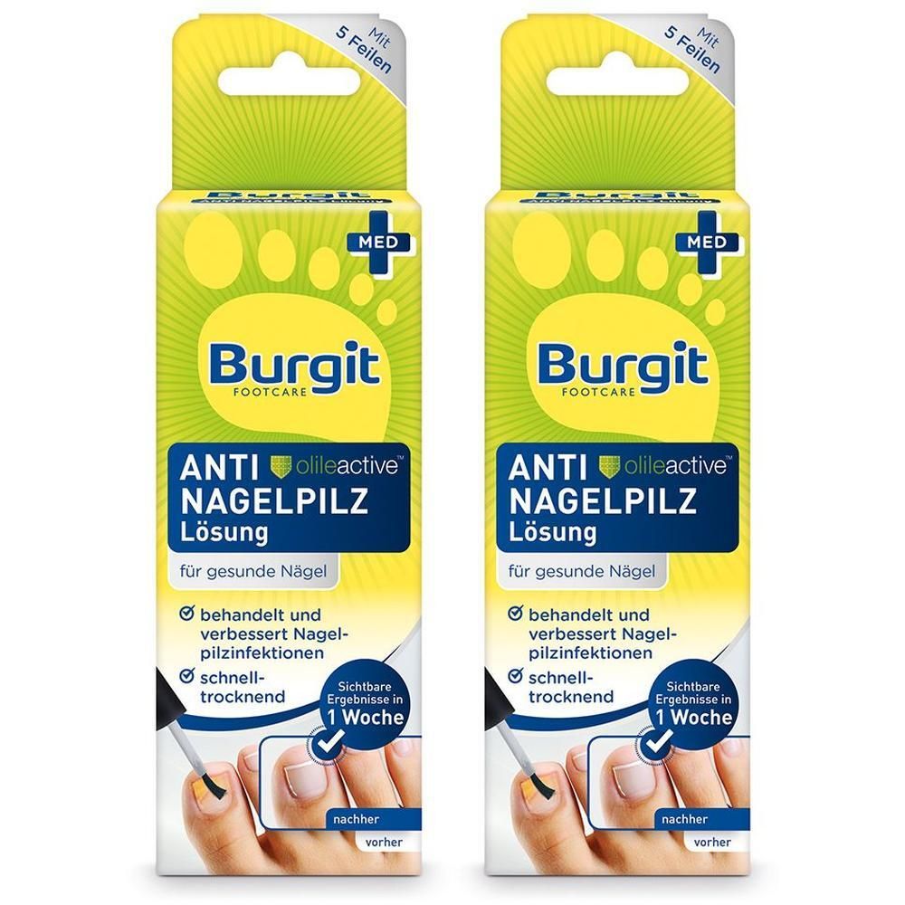 Zwei Packungen Burgit Anti Nagelpilz Lösung mit Applikator. Für gesunde Nägel.