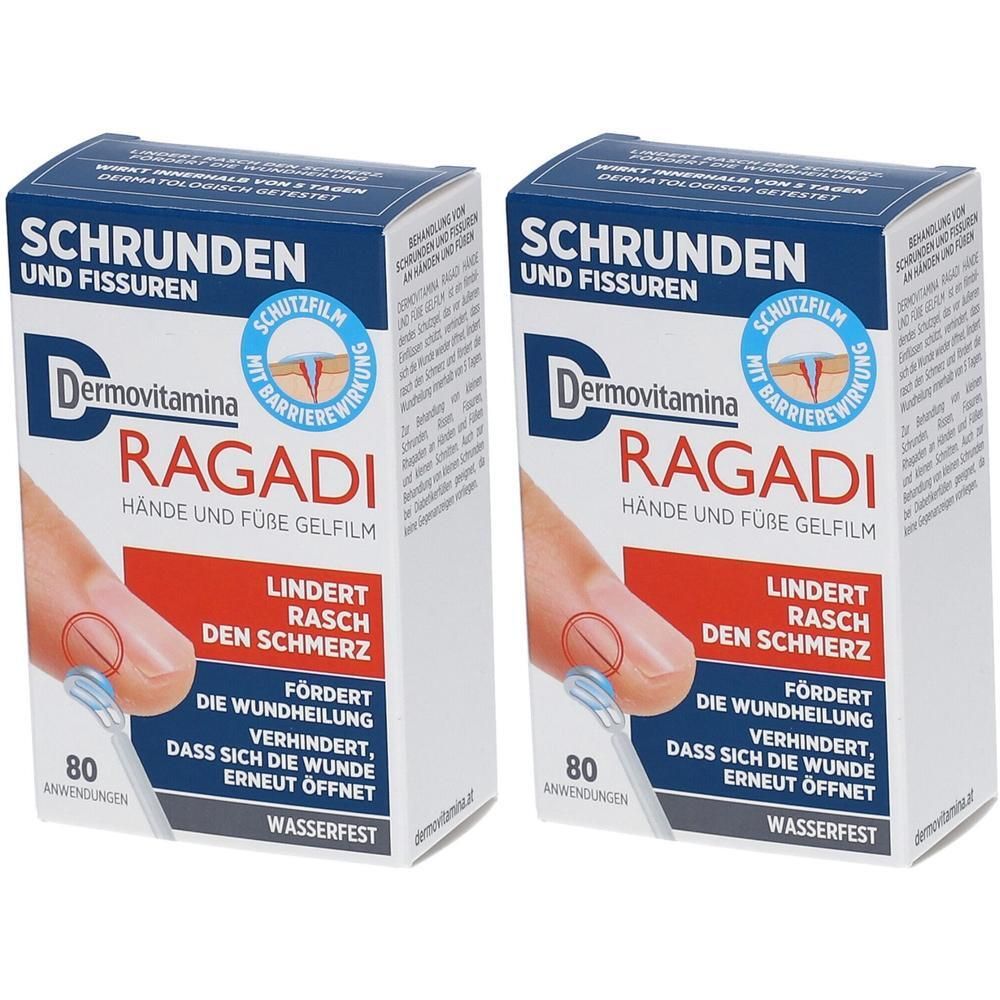 Zwei Packungen Dermovitamina Ragadi Gel-Pflaster für Hände und Füße. 80 Anwendungen pro Packung. Wasserfest.