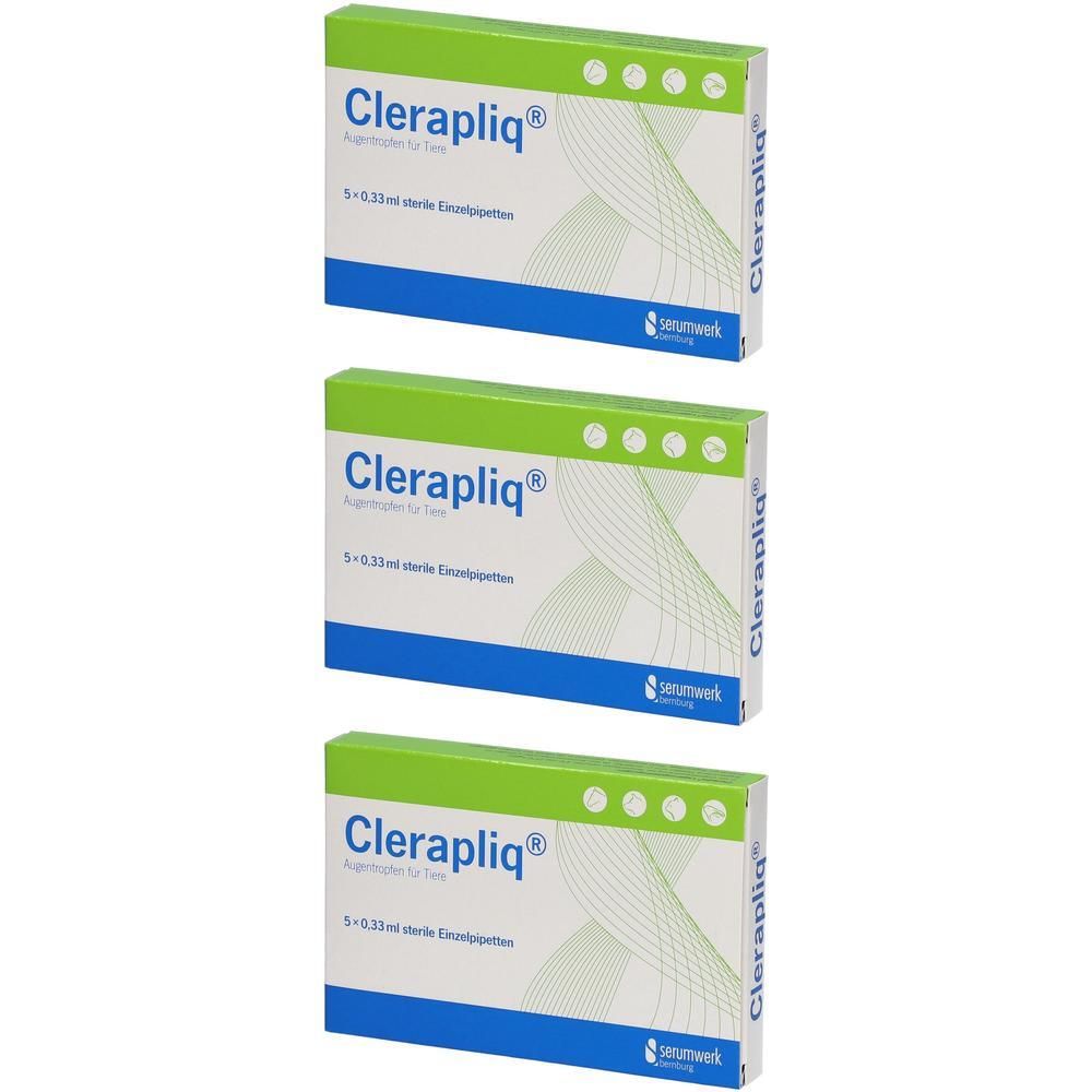 Drei Packungen Clerapliq mit je 5x 0,33ml sterile Exzisionsspülen.