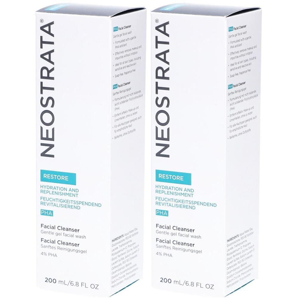 Zwei Packungen NEOSTRATA RESTORE Gesichtsreiniger Gel mit 4% PHA. 200 ml / 6.8 FL OZ.