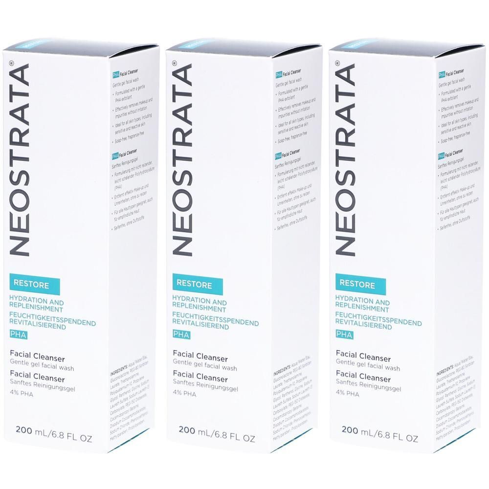 Drei Schachteln NEOSTRATA RESTORE Gesichtsreiniger Gel 4% PHA, 200 ml.