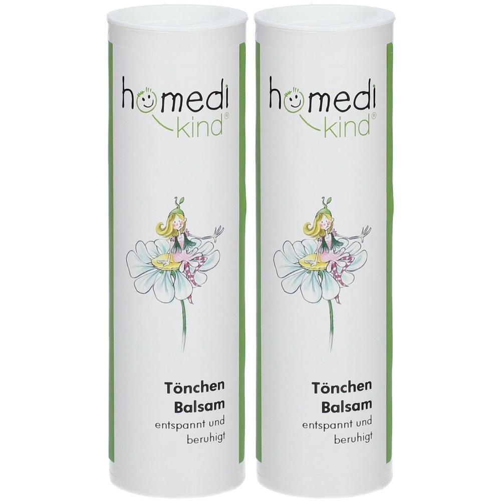 Zwei Tuben homedi-kind® Tönchen Balsam mit Elfenmotiv und Blumen. "Tönchen Balsam entspannt und beruhigt".