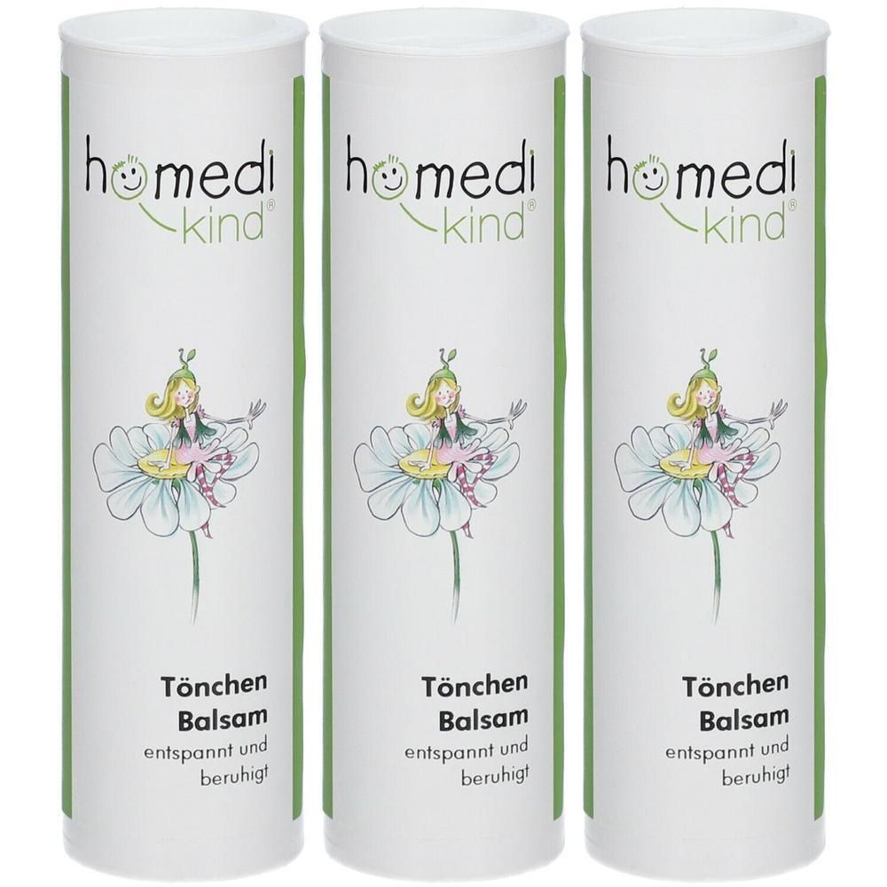 Drei Tuben homedi-kind® Tönchen Balsam mit Feenmotiv und Text.
