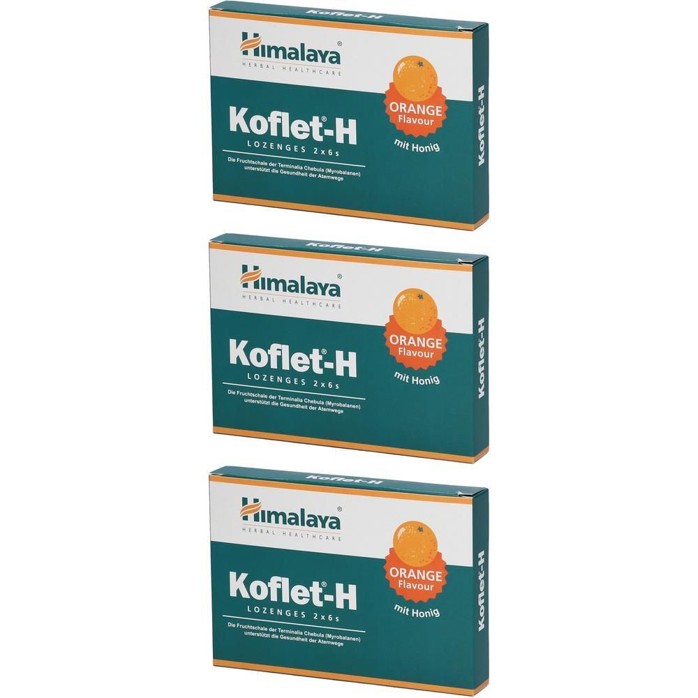 Drei Packungen Himalaya Koflet-H Orange Lozenges 2x6.
