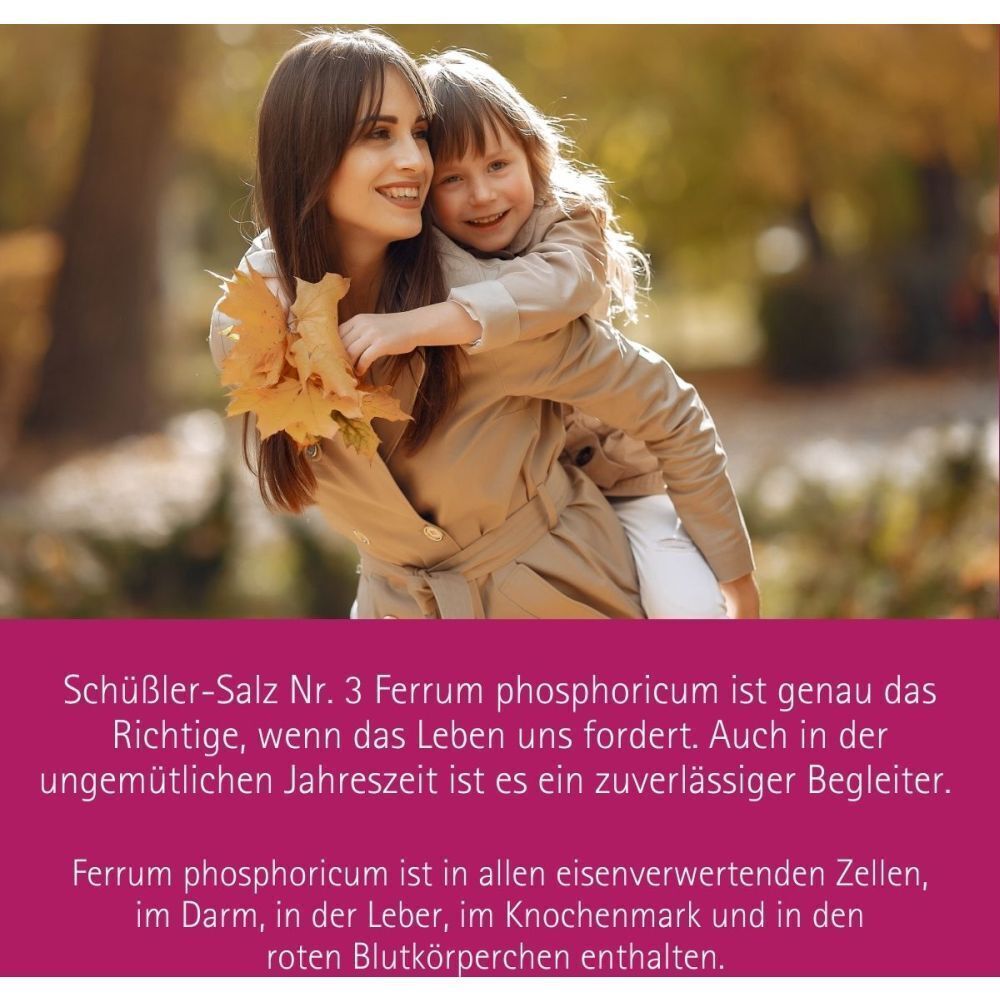 Eine Frau und ein Kind umarmen sich im Freien. Text über Schüßler-Salz Nr. 3 und seine Eigenschaften.