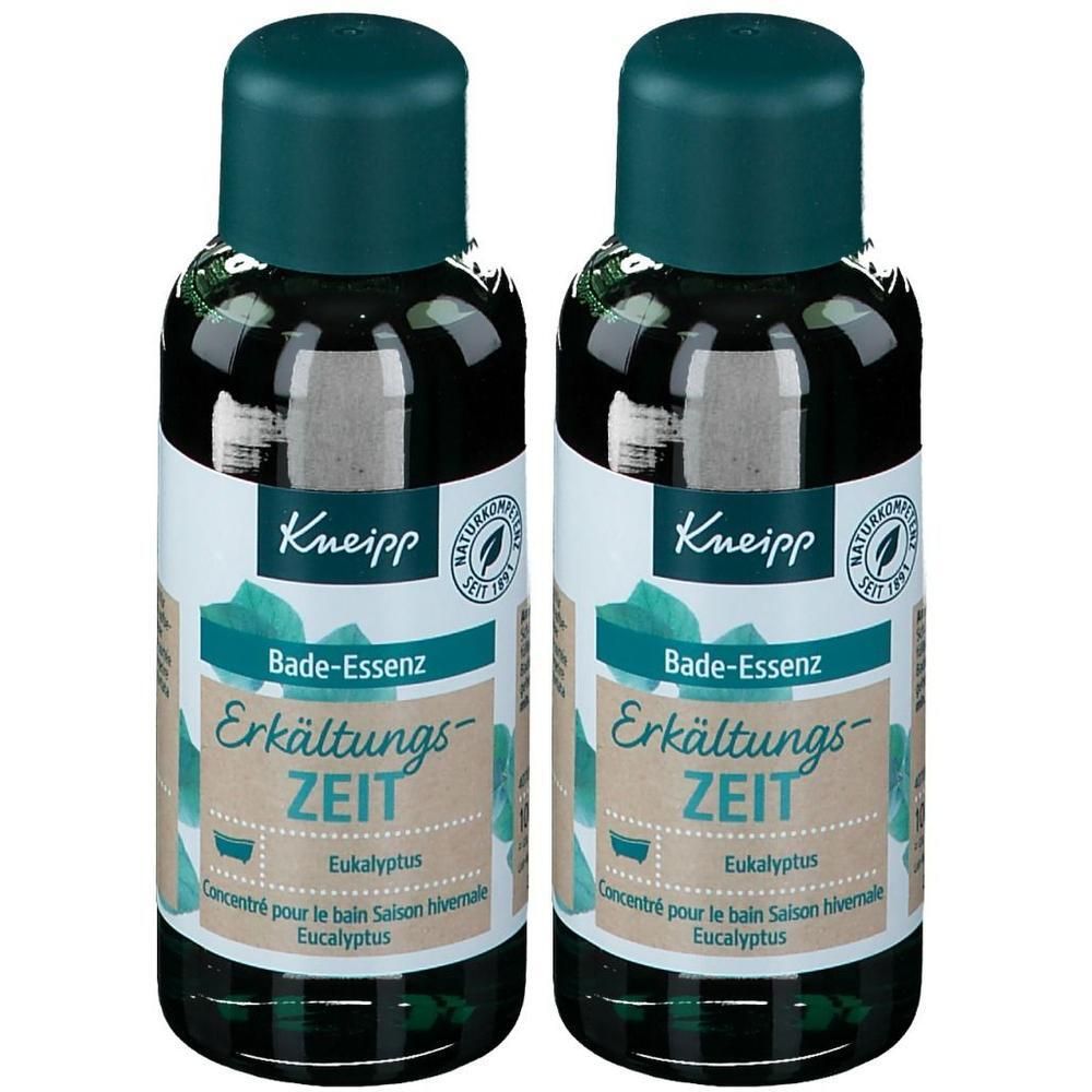 Zwei Flaschen Kneipp Bade-Essenz Erkältungszeit mit Eukalyptus.