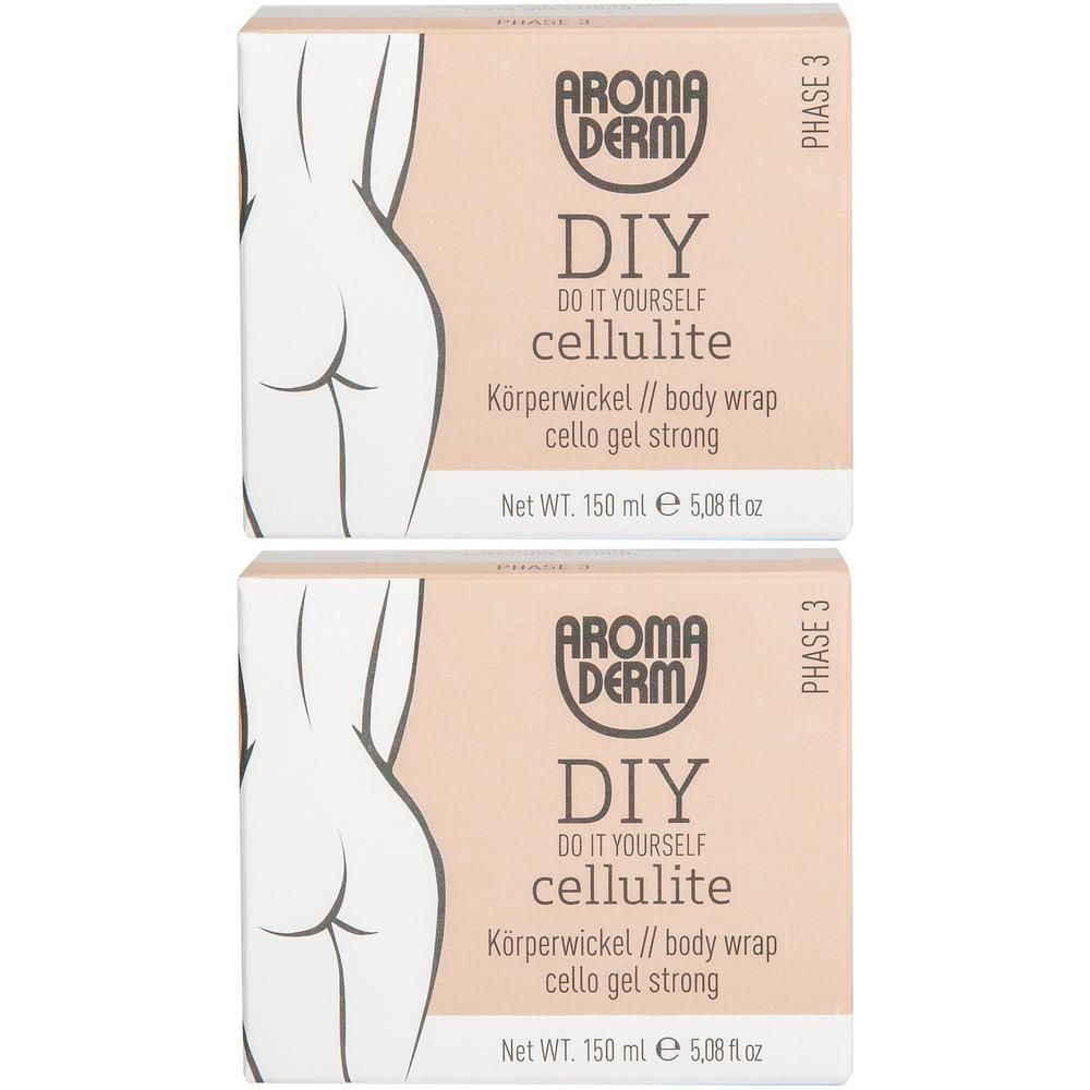 Zwei Packungen AROMADERM DIY Cellulite Körperwickel, Cello Gel Strong.