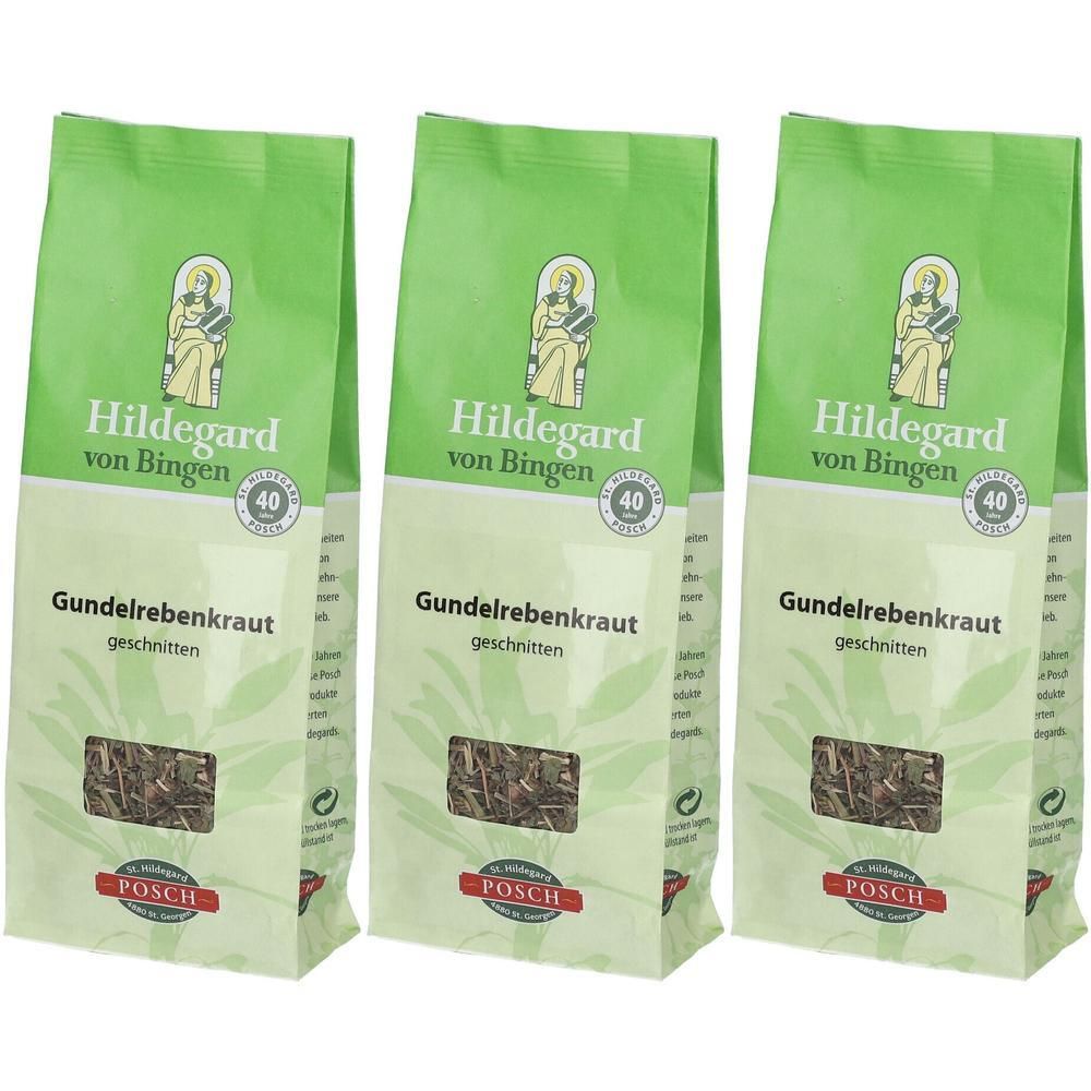 Drei Packungen geschnittenes Gundelrebenkraut von Hildegard von Bingen.