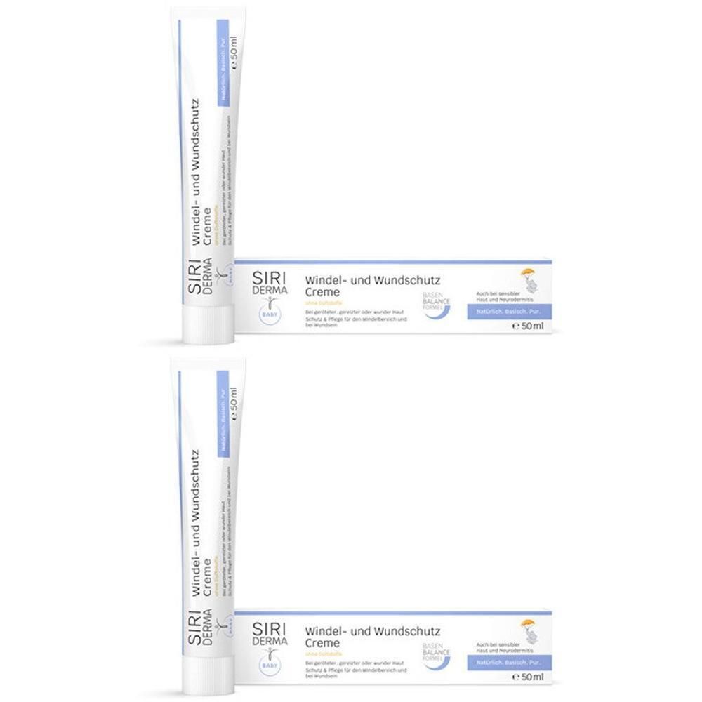 Zwei Tuben und Kartons SIRIDERMA Windel- und Wundschutz Creme, je 50ml.
