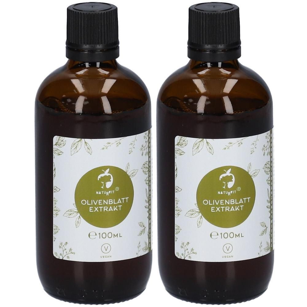 Zwei braune Glasflaschen mit schwarzem Deckel. Etikett mit Produktnamen und Logo. Vegan-Siegel.