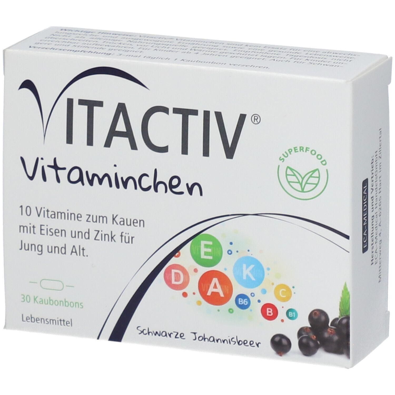 Vitactiv Vitaminzwerge Kautabletten mit 10 Vitaminen, Eisen und Zink. 30 Stück.