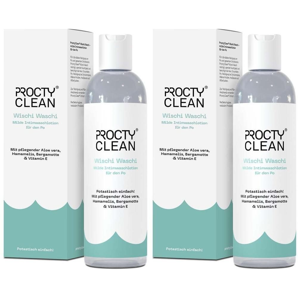 Flasche und Verpackung mit Produktnamen und Inhaltsstoffen. Flasche mit weißem Deckel, hellgrauer Flüssigkeit und weißer Verpackung mit türkisfarbenem Akzent.