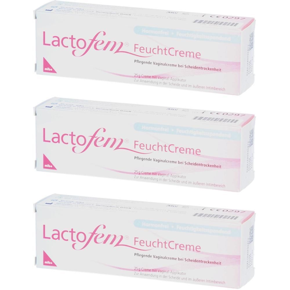 Drei Packungen Lactofem FeuchtCreme, Vaginalcreme bei Scheidentrockenheit.