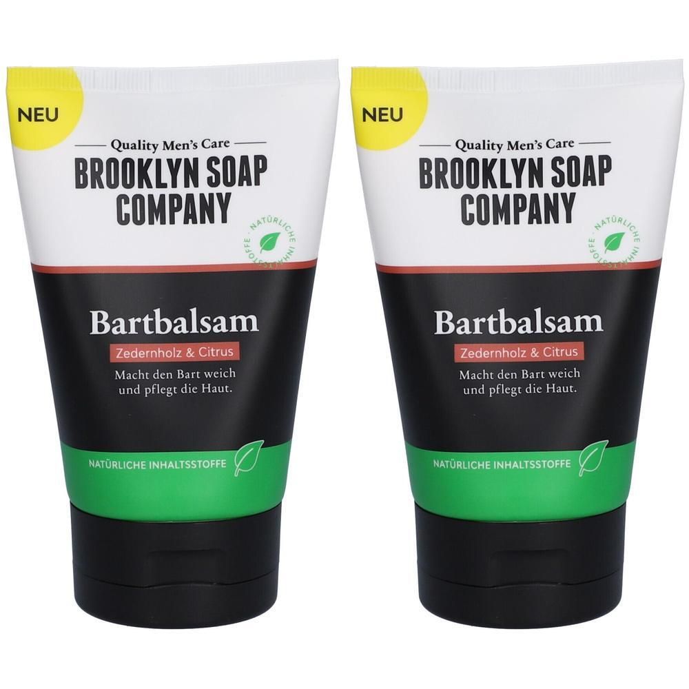 Zwei Tuben Brooklyn Soap Company Bartbalsam Zedernholz & Citrus. Macht den Bart weich und pflegt die Haut.