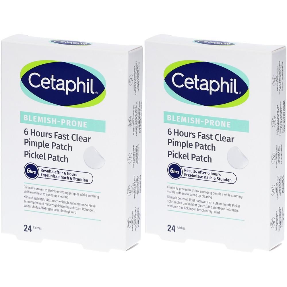 Zwei Packungen Cetaphil Pickel Patches, Blemish-Prone, 6 Stunden schnelle klare Pickel Patches, 24 Patches pro Packung.