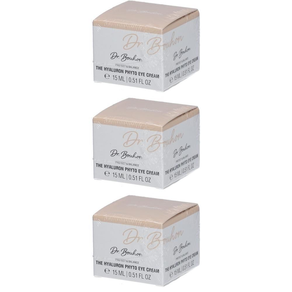 Drei Schachteln Dr. Bouhon Hyaluron Phyto Augencreme, je 15 ml.