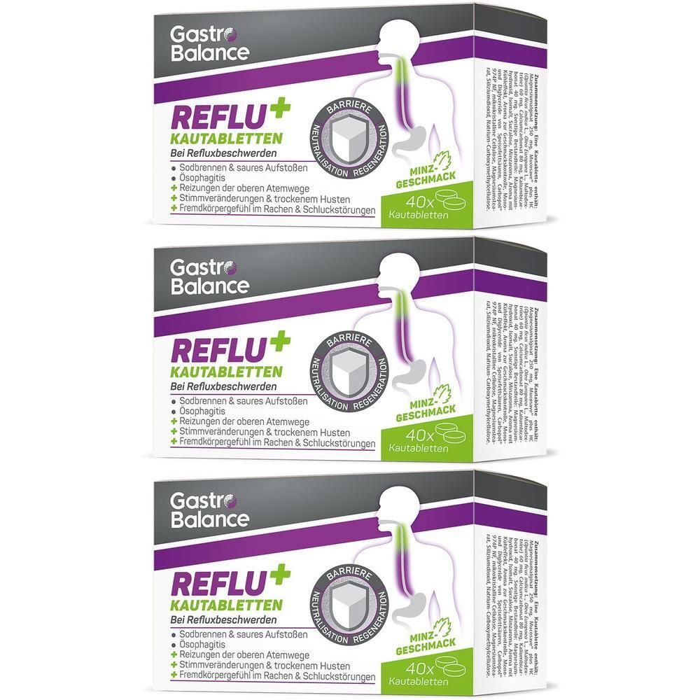 Gastro Balance Reflu Kautabletten bei Refluxbeschwerden, 3x 40 Stück.
