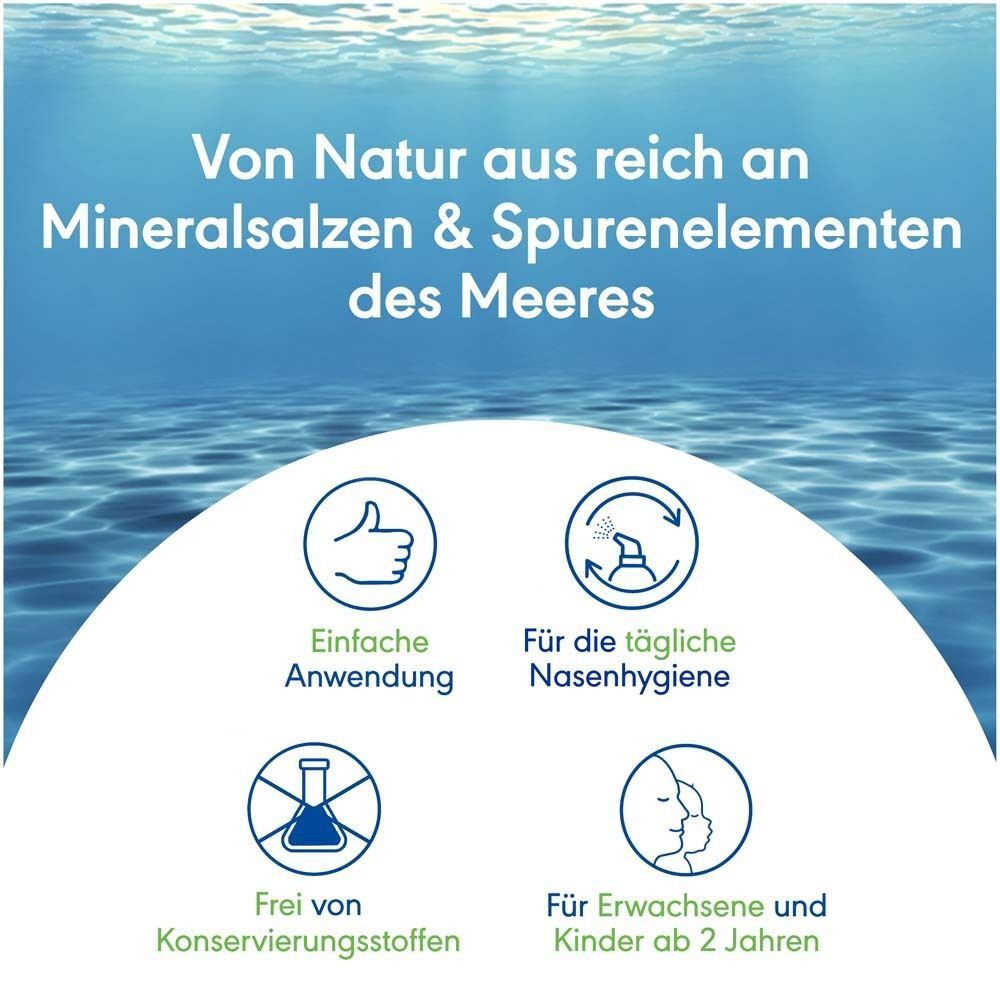 Otrivin Natural Nasenspray: Reich an Mineralsalzen. Einfache Anwendung, für tägliche Nasenhygiene, frei von Konservierungsstoffen.