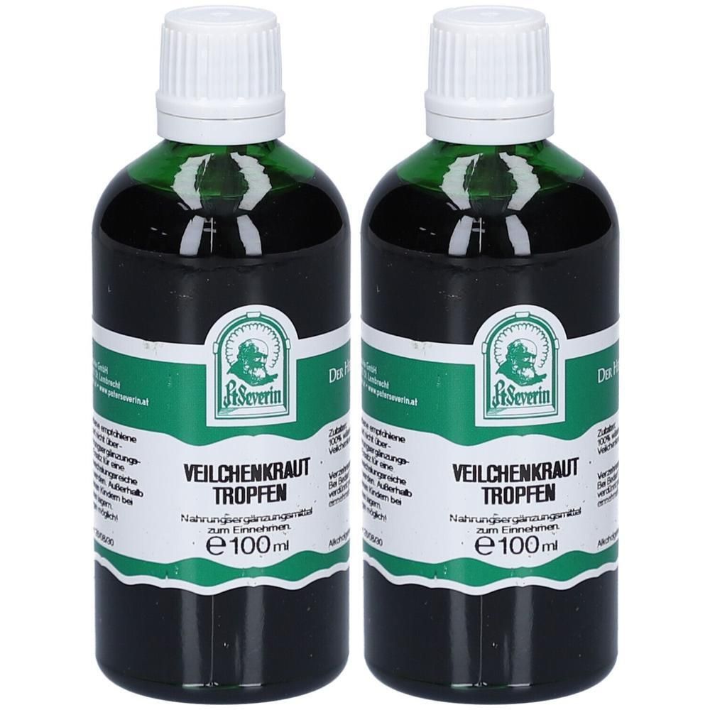 Zwei Flaschen Veilchenkraut Tropfen, je 100ml.