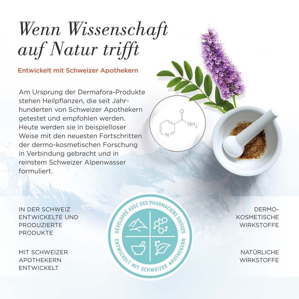 Wissenschaft trifft Natur: DERMFORA Body Scrub, entwickelt mit Schweizer Apothekern. Mit Schweizer Alpenwasser formuliert.