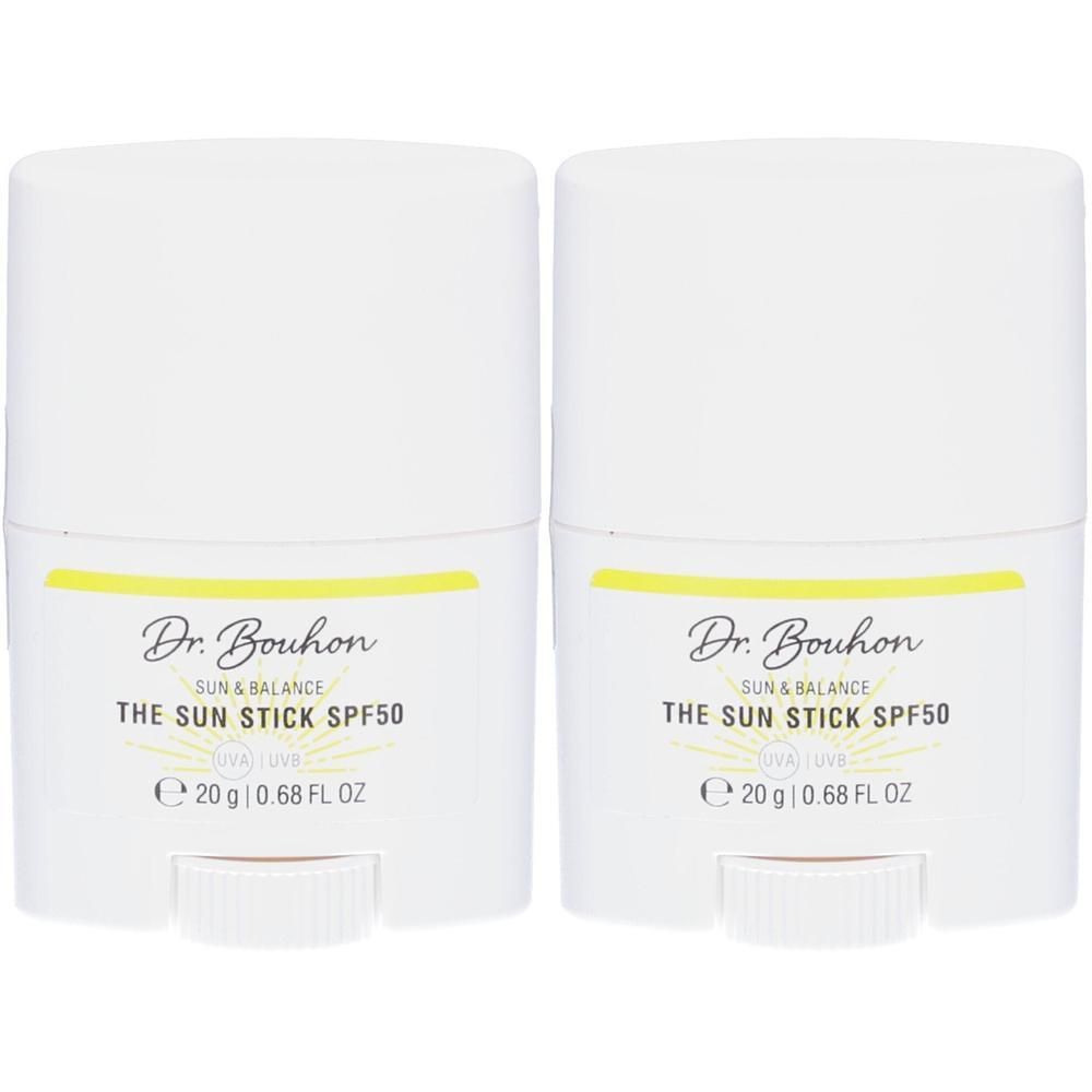Zwei Dr. Bouhon Sonnenschutz-Sticks SPF50, je 20g.