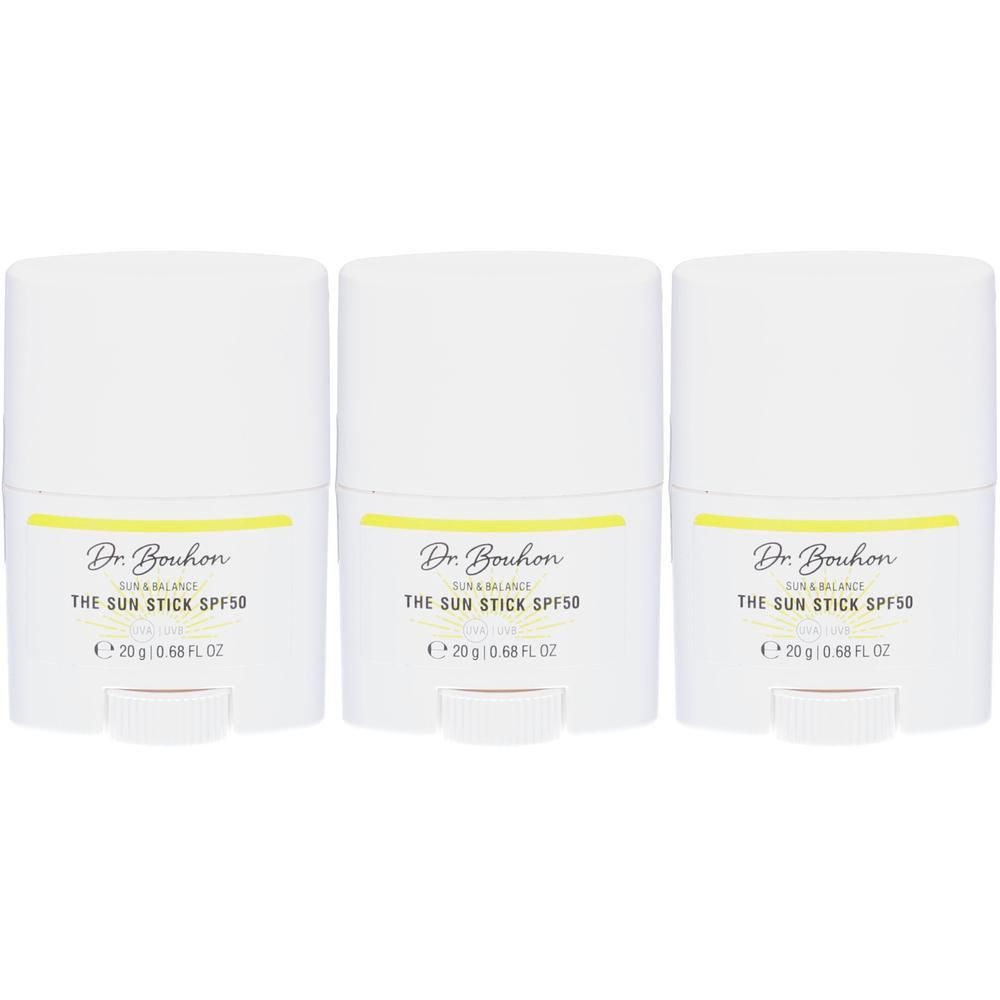 Drei Dr. Bouhon Sonnenschutz-Sticks SPF50, je 20g.