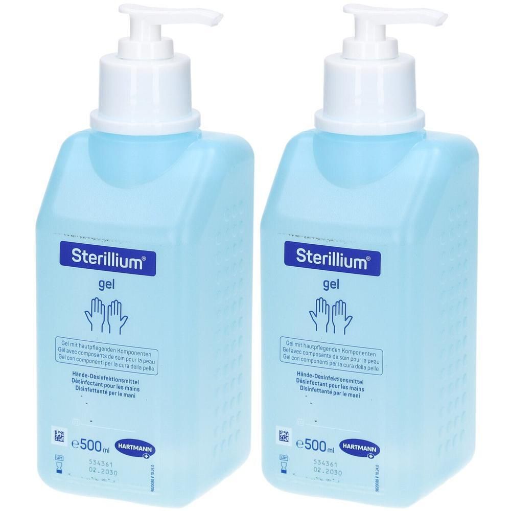 Zwei Flaschen Sterillium Desinfektionsgel mit Pumpspender, je 500ml.