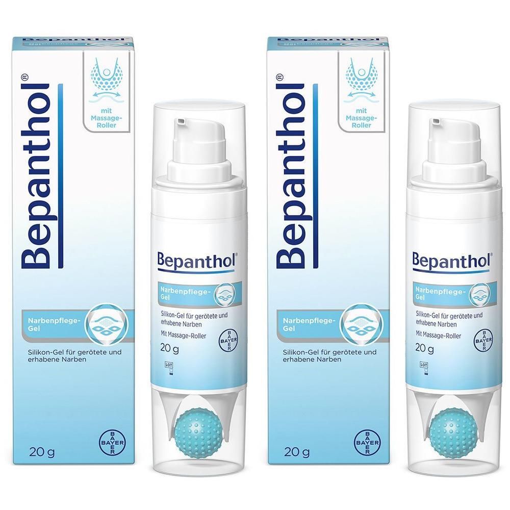 Bepanthol Narbenpflege-Gel mit Massage-Roller, 20g. Zwei Packungen.