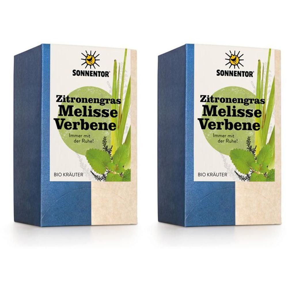 Zwei Packungen Sonnentor Bio Kräuter "Zitronengras Melisse Verbene".