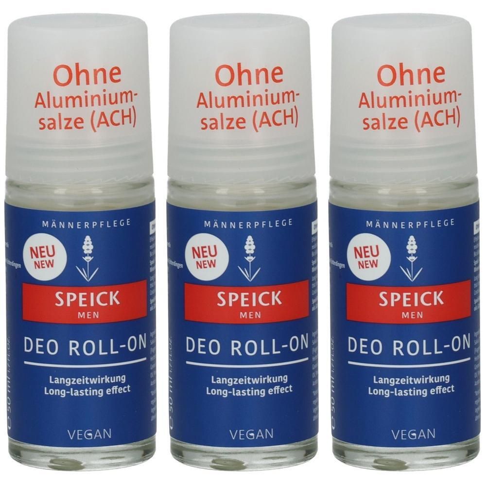 Drei Speick Men Deo Roll-Ons ohne Aluminiumsalze (ACH). Männepflege, vegan, Langzeitwirkung.