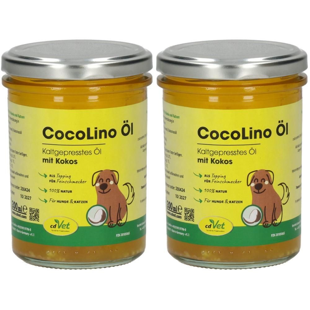 Zwei Gläser Kokosöl für Hunde & Katzen, kaltgepresst, 200ml.