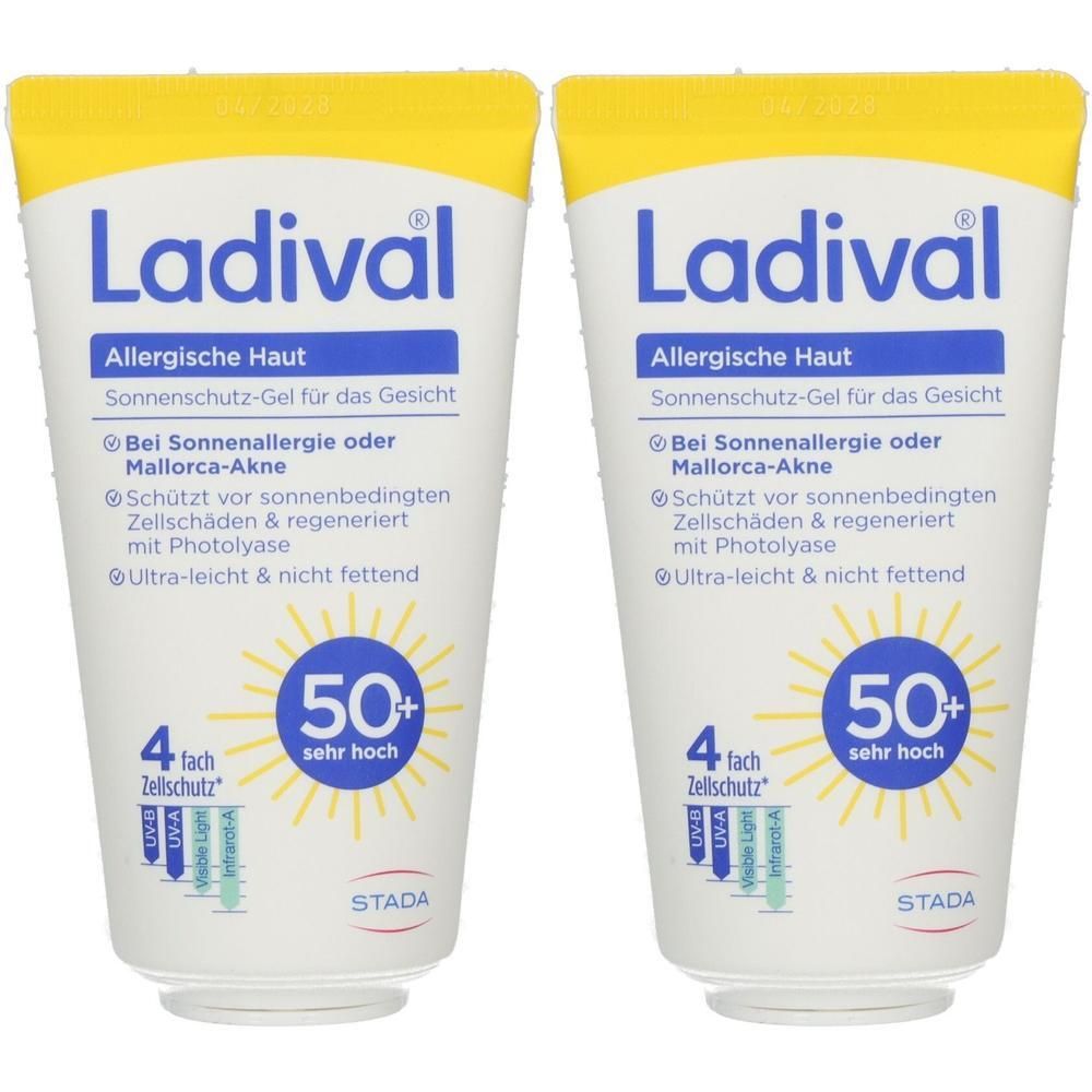 Zwei Tuben Ladival Sonnenschutz-Gel für das Gesicht, LSF 50+.