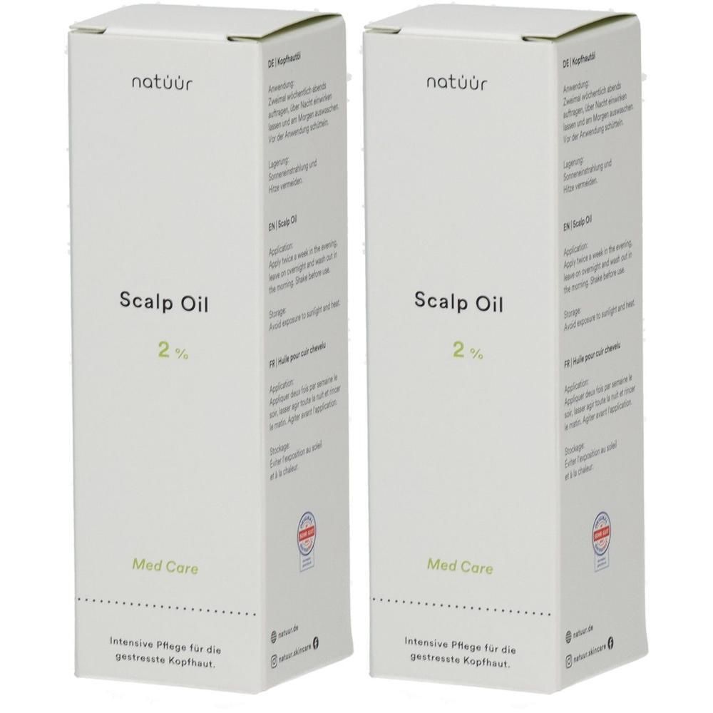 Zwei Schachteln Natuur Scalp Oil 2% Med Care. Intensive Pflege für die gestresste Kopfhaut.