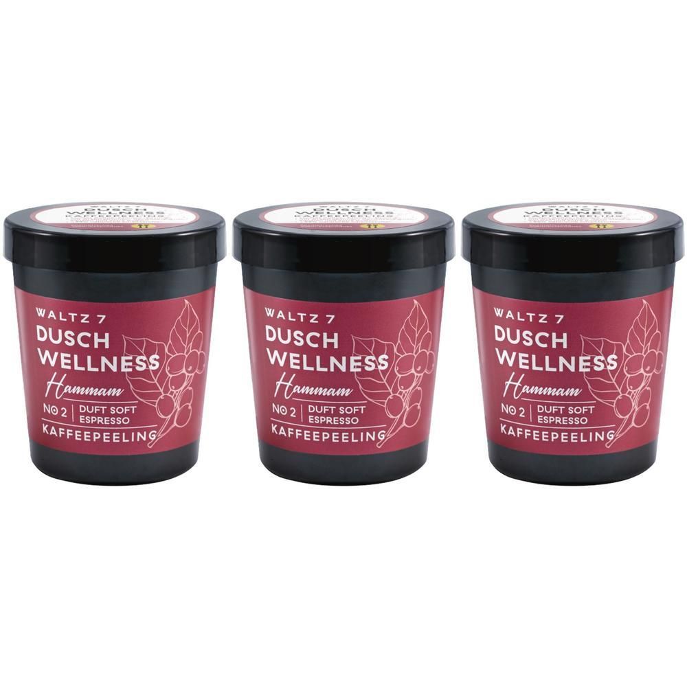 Drei Behälter WALTZ 7 Dusch Wellness Hammam Duft Soft Espresso Kaffeepeeling.